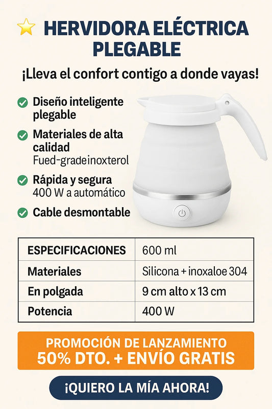 🌟 Hervidora Eléctrica Plegable – ¡Lleva el confort contigo a donde vayas!
