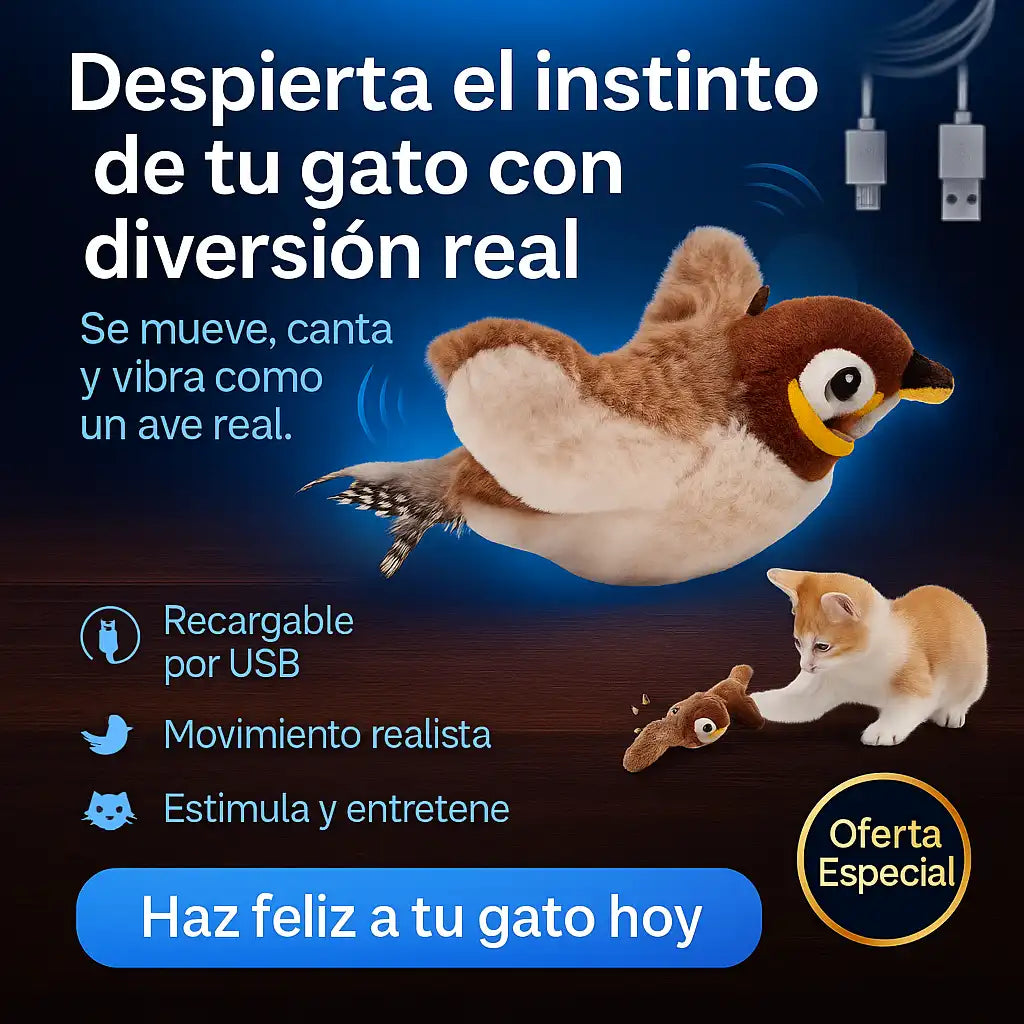 BirdMotion™ — Pájaro Realista Interactivo para Gatos