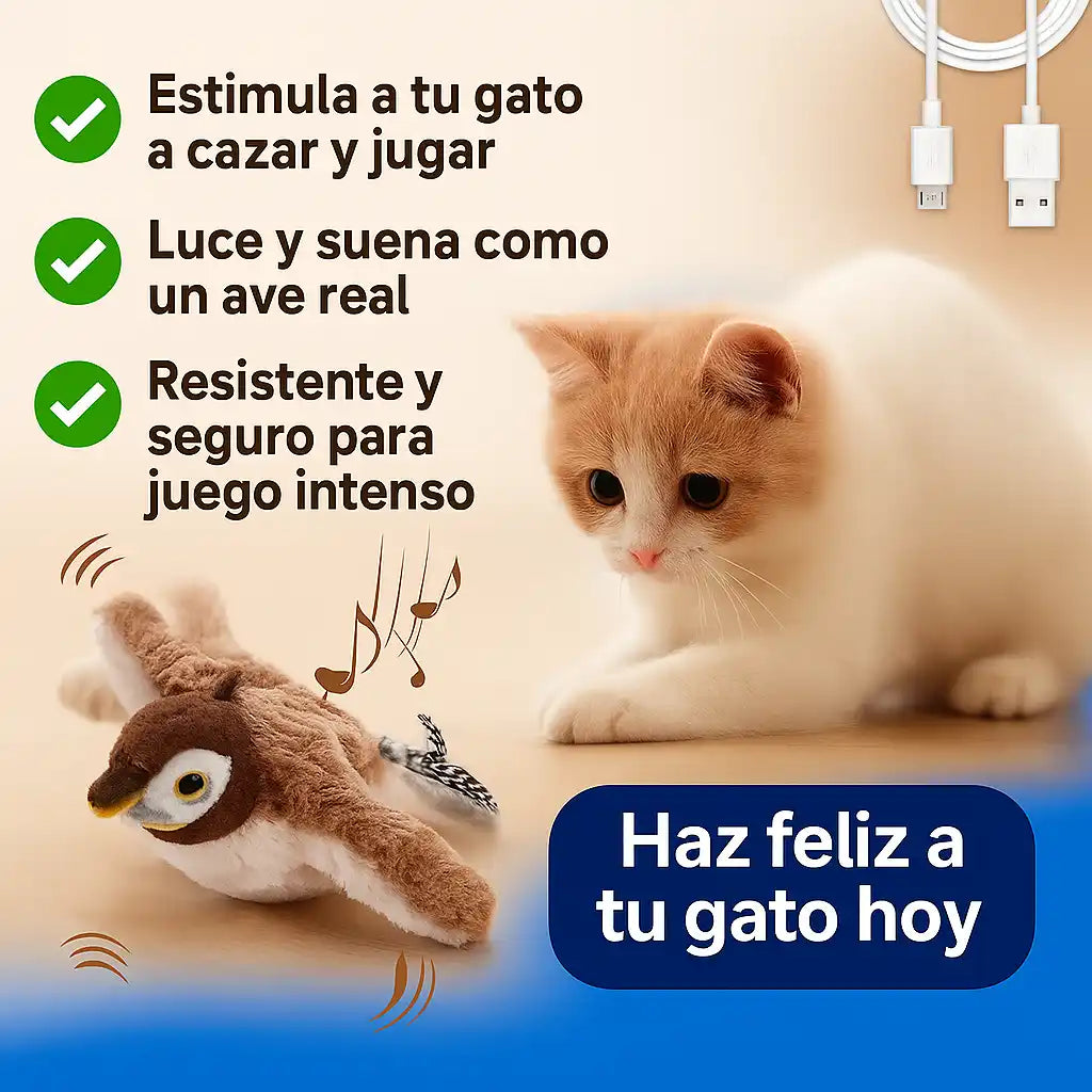 BirdMotion™ — Pájaro Realista Interactivo para Gatos