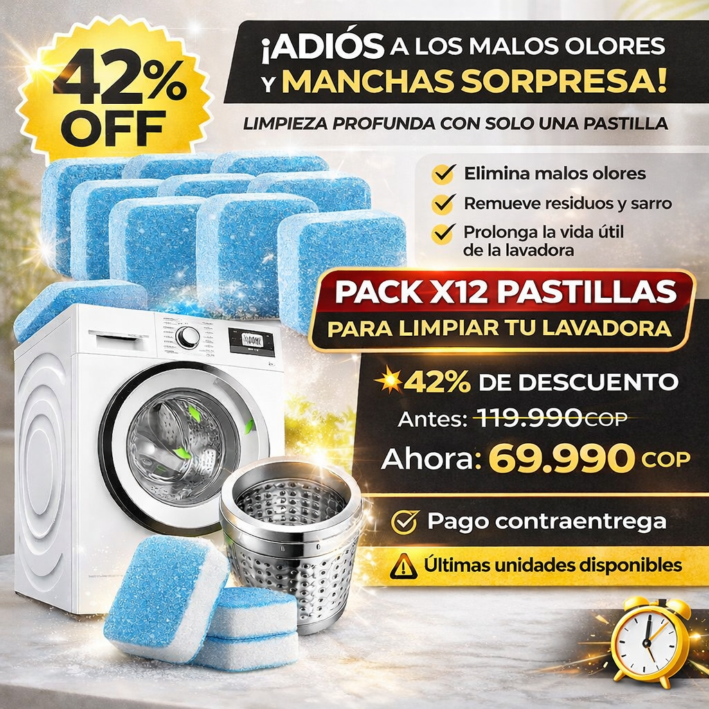 CAJA X 12 PASTILLA LIMPIADOR DE LAVADORA