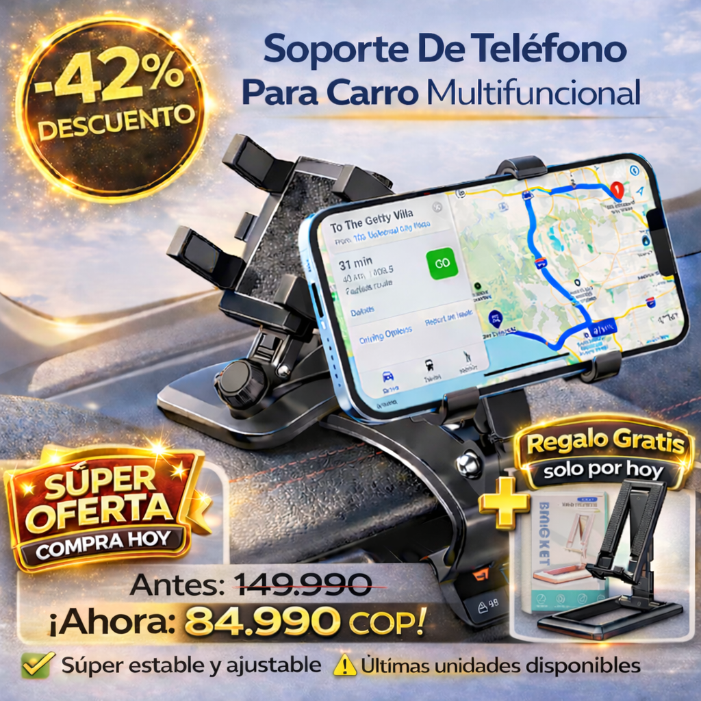 Soporte de teléfono para carro + ¡Soporte de teléfono para escritorio GRATIS!