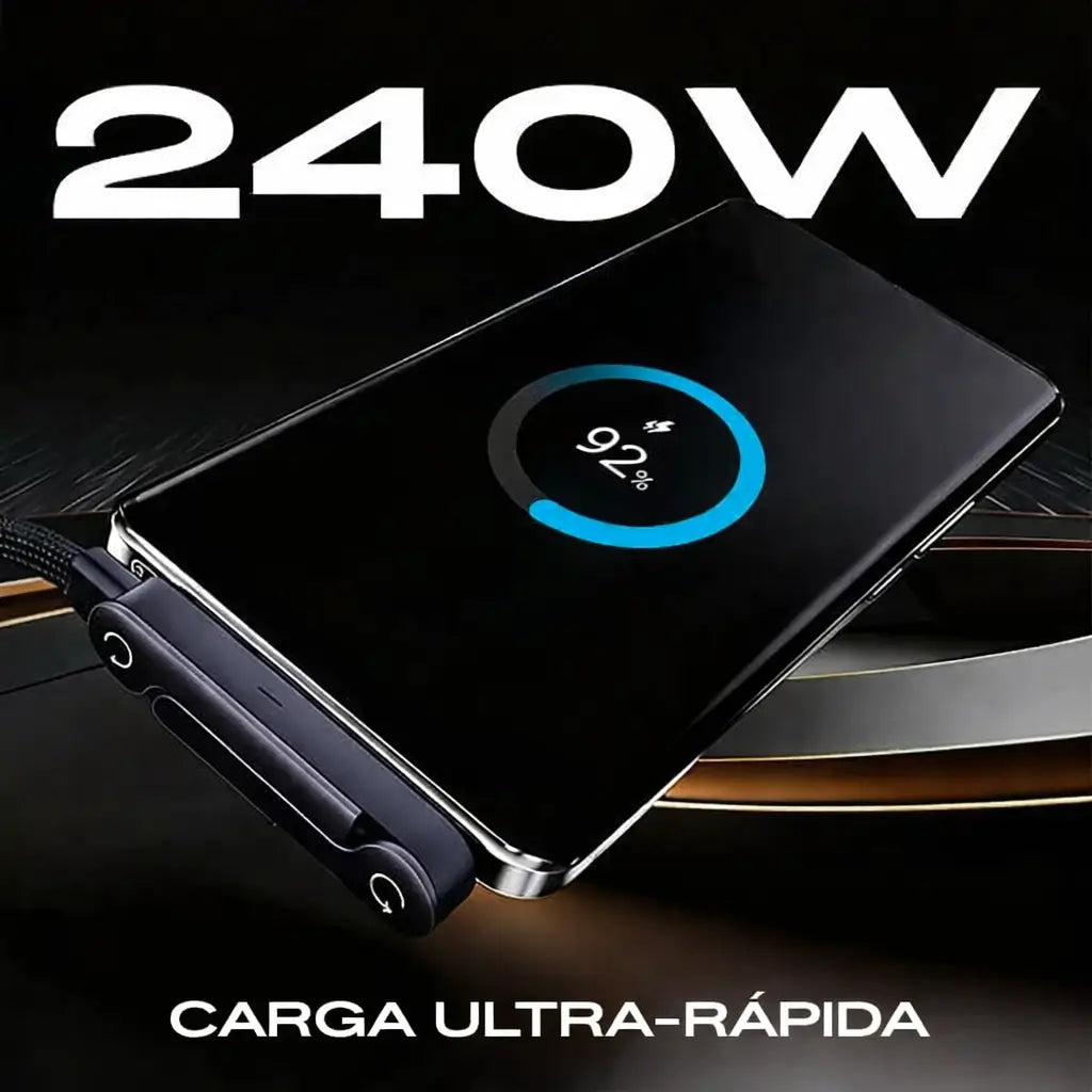 Cable De Carga Ultra Rápida Con Soporte Invisible 2 en 1